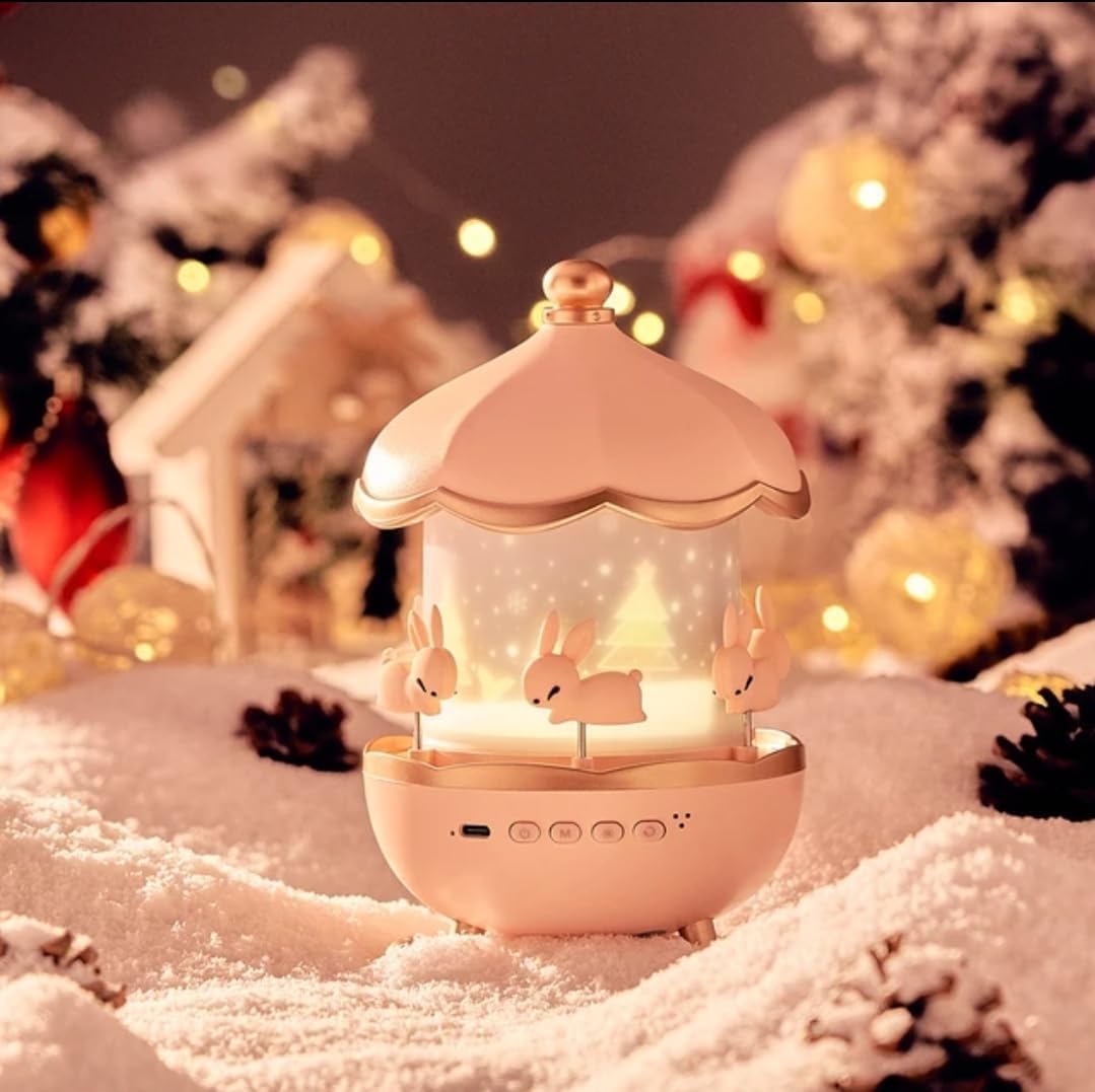 Night Light Rabbit Sky Projector for Kids – 360° Rotating Lamp with 6 Films, 5 Colours, USB Operated, Bedroom & Office Decor, Birthday Gift for Children