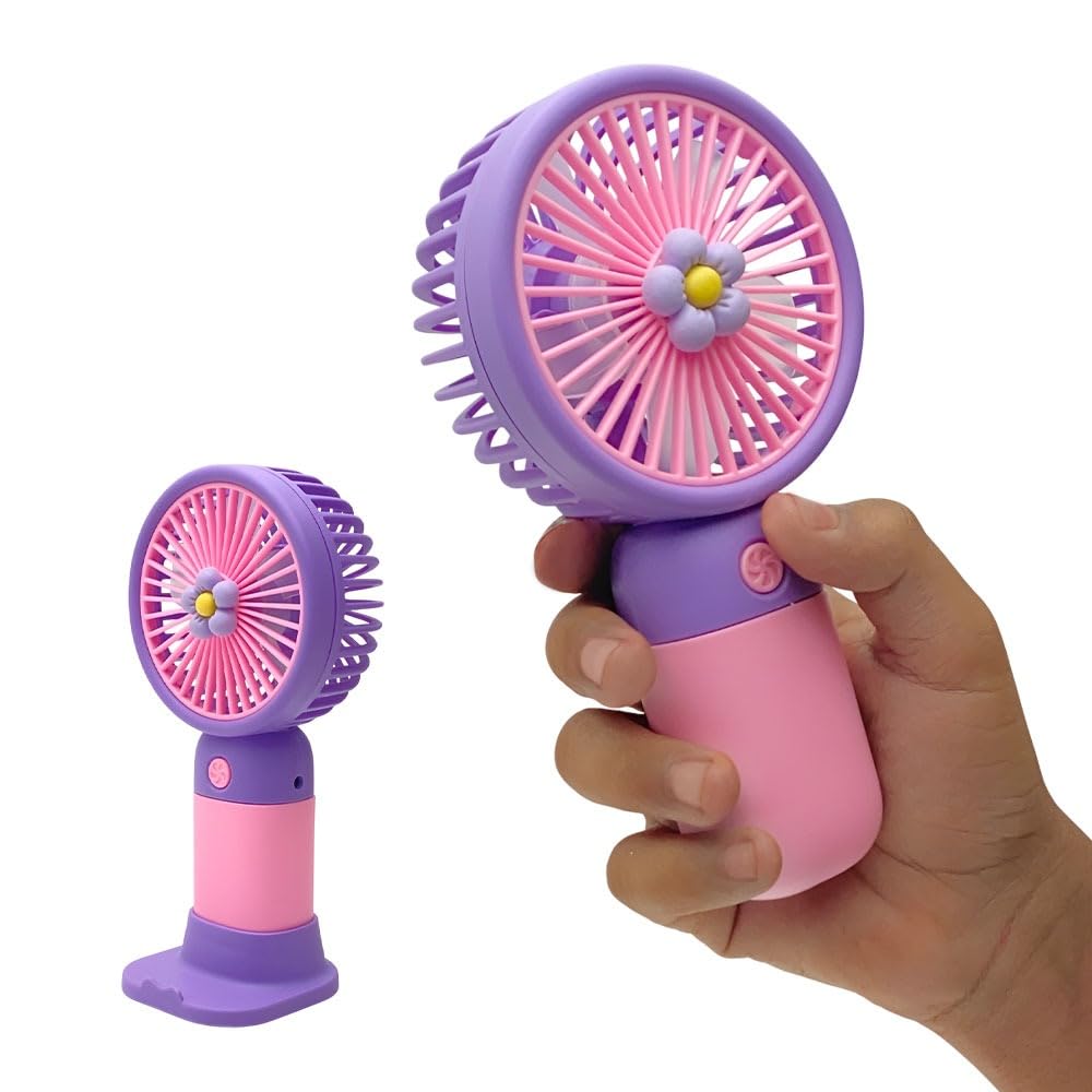 Rechargeable Hand Fan | 3 Speed USB Portable Fan | 2-in-1 Handheld & Desk Fan | Pocket Charging Fan | Travel Office Outdoor