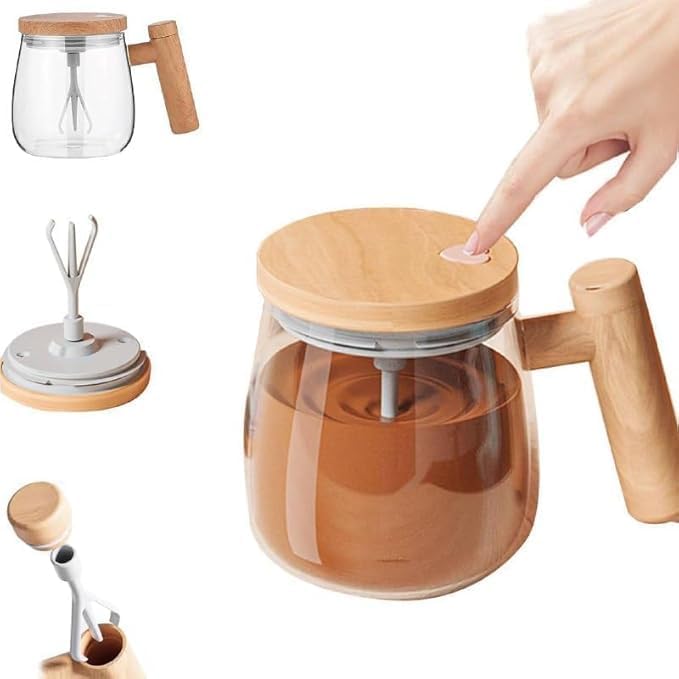 Glass Self Stirring Mug, Electric High Speed Mixing Cup, Self Stirring Coffee Mug, for Coffee/Milk/Protein Powder at Home/Office/Travel