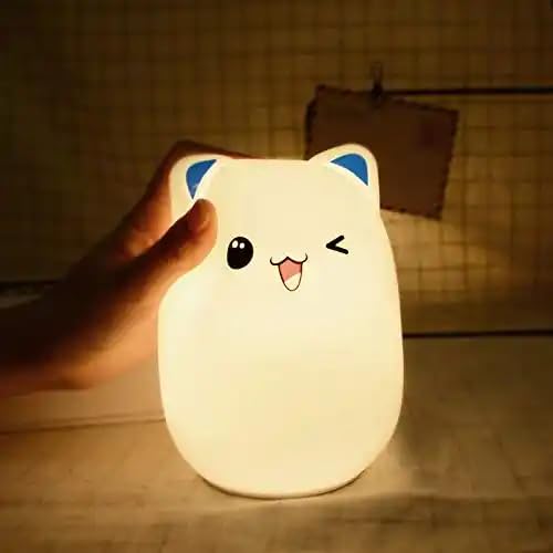 Night Lamp For Kids, Cat Nursery Night Lights With Battery, 7 Color Table Lamp,Room Decor, Usb Rechargeable, Cute Led Multicolor Gifts For Baby, Children, Toddlers, Teen Girls