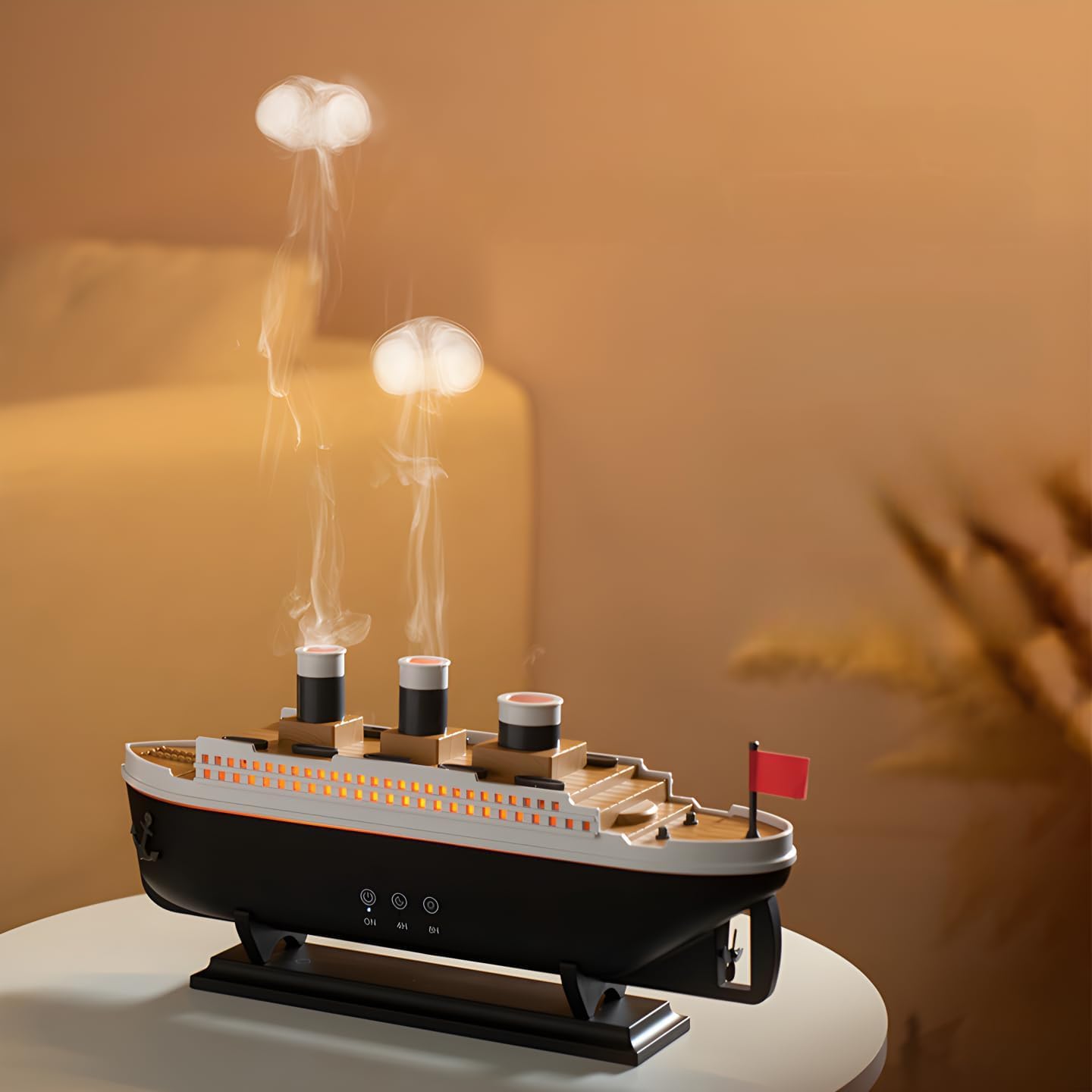 Humidifier for Bedroom Titanic Humidifier with Remote Aromatherapy Diffuser Steamship Humidifier 7 Light 2 Mist Mode Air Humidifiers for Bedroom, Essential Oil Diffuser