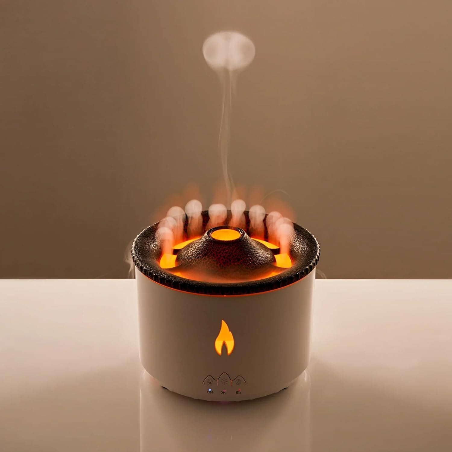 Ultrasonic Flame Volcano Aroma Diffuser – Essential Oil Humidifier with LED Flame Light, 2 Modes, Auto Shut-Off – Quiet Aromatherapy for Home, Yoga & Office