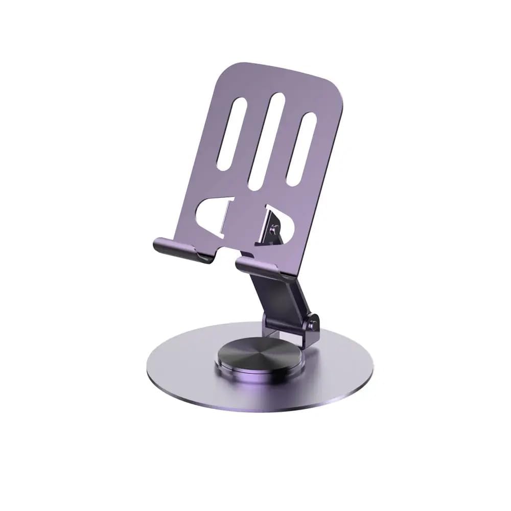 Aluminium Mobile Stand for Desk, 360° Rotatable Foldable Phone Holder, Portable Desktop Mobile Holder for Home & Office Table, Compatible with All Smartphones & Tablets
