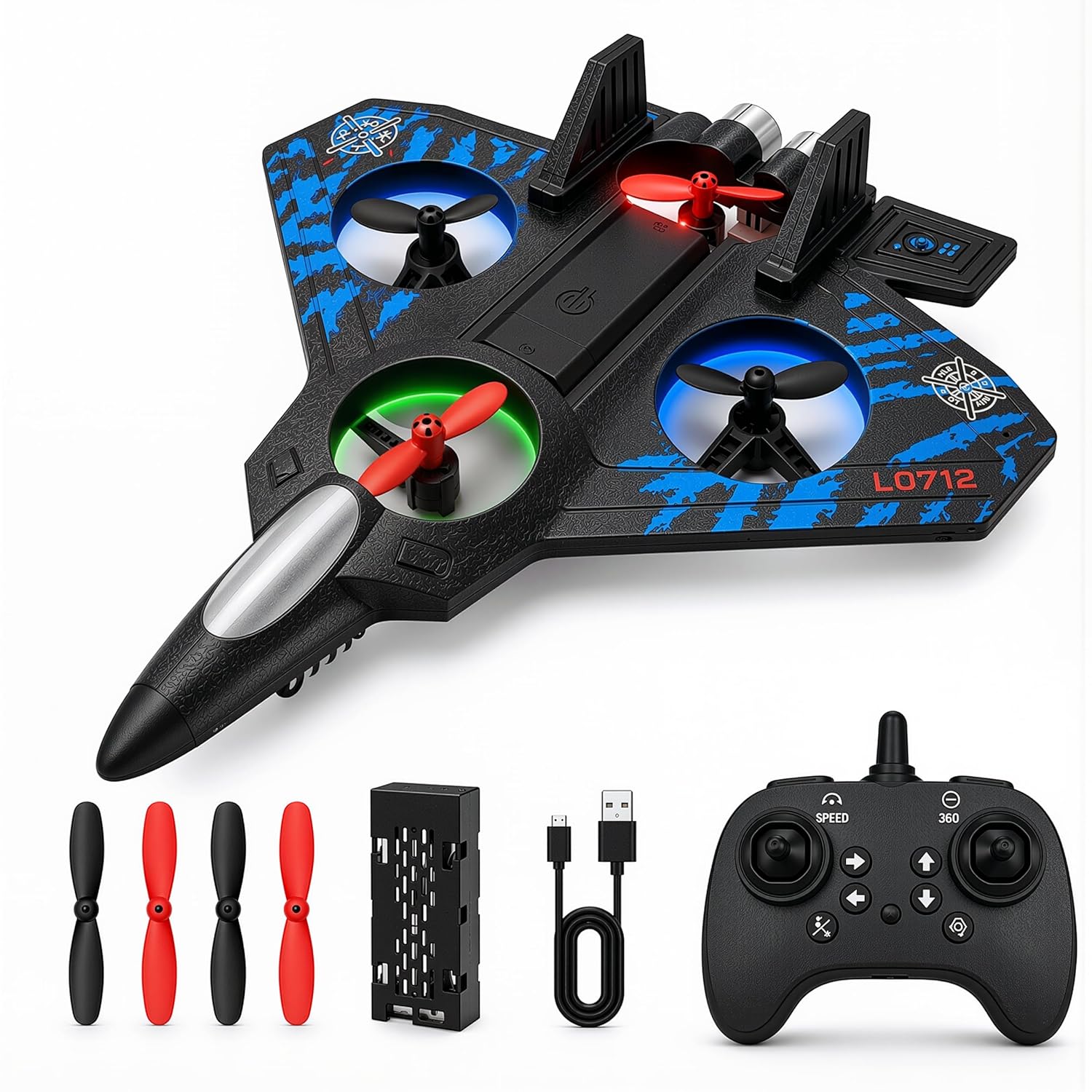 RC Fighter Jet Remote Control Airplane for Kids & Adults, RC Plane Drone Toy with Lights 360° Flip, Stunt Roll, Glider Plane Flying Aeroplane Toy Gift 