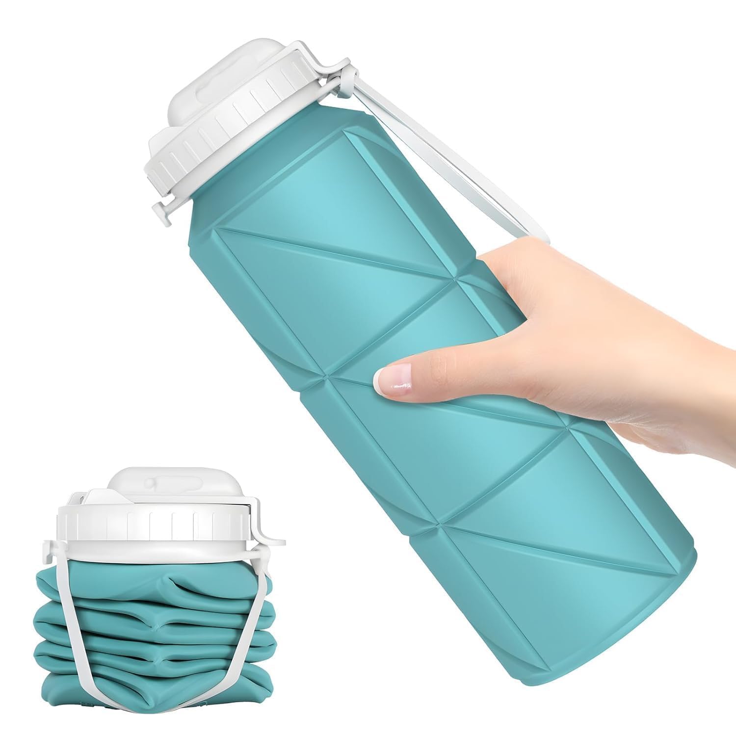 Folding Silicone Water Bottle Sports Water Bottle Outdoor Travel Portable Water Cup Running Riding Camping Hiking