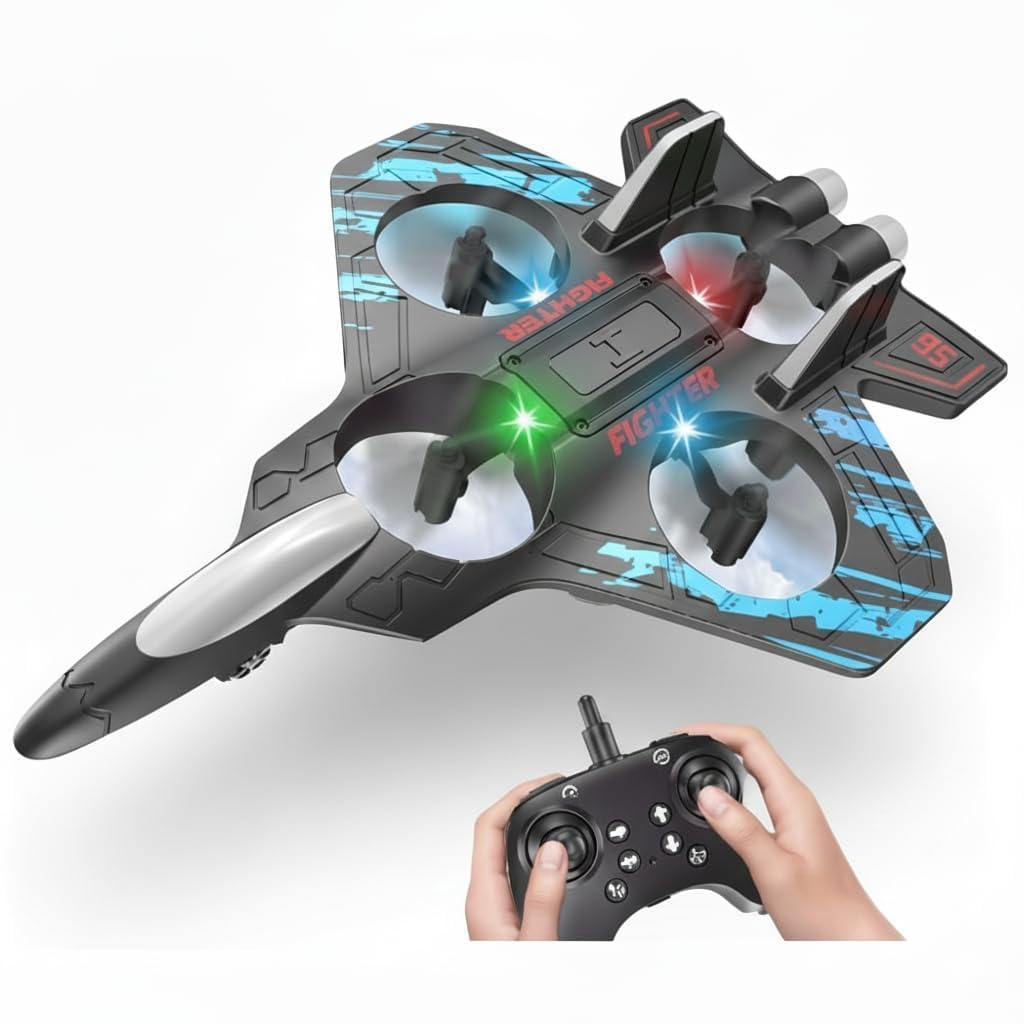 RC Aeroplane 2.4GHz Remote Controlled L0712 Quadcopter Floating Fighter Aircraft RTF for Beginners/Children/Adults, Toy with Coloured Lights USB Charging