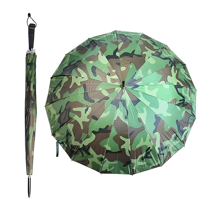 Premium Camouflage Umbrella Long Handle | Windproof Waterproof Heavy Duty Rain Umbrella for Men & Women | Large Golf Size Strong Frame | Stylish Army Print Design
