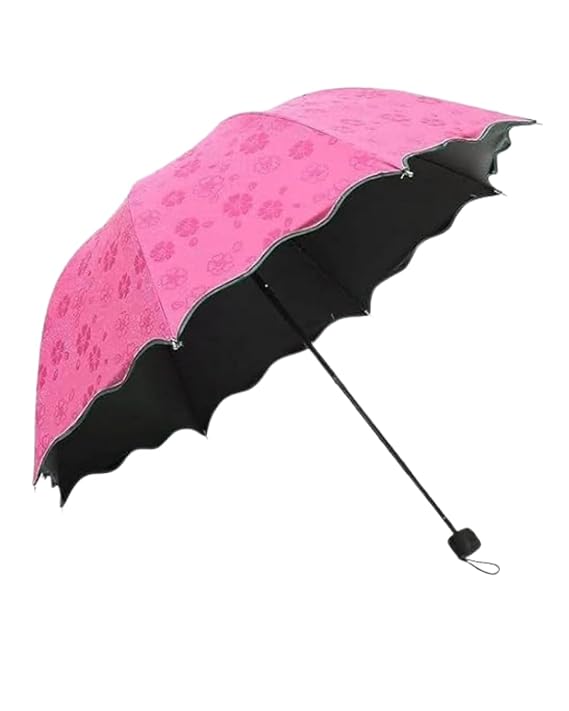 Magic Color Changing Umbrella Windproof Rainproof 3 Fold Folding Umbrella with Bloom After Rain Pattern Anti UV Protection Compact Travel Umbrella for Men Women Kids and Adults