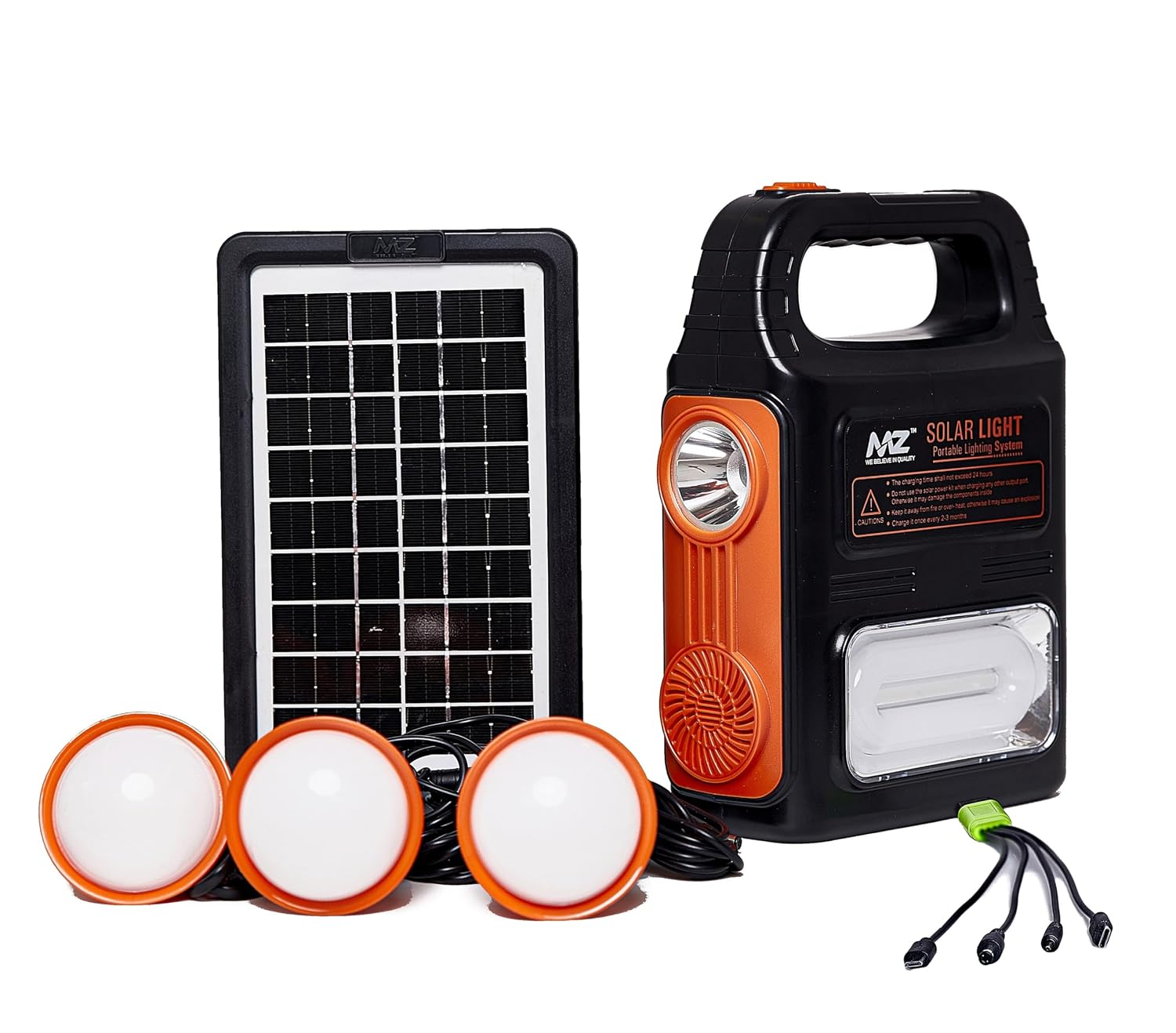 MZ M941 Portable Solar Light System | Motion Sensor Wireless Waterproof with Power Bank 4500mAh Battery 3 LED Bulbs Night Spotlight for Home & Garden Wall Indoor & Outdoor